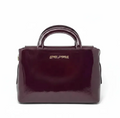 Sac à main en cuir, deux en un, Rouge bordeaux vernis, Clarence moyen