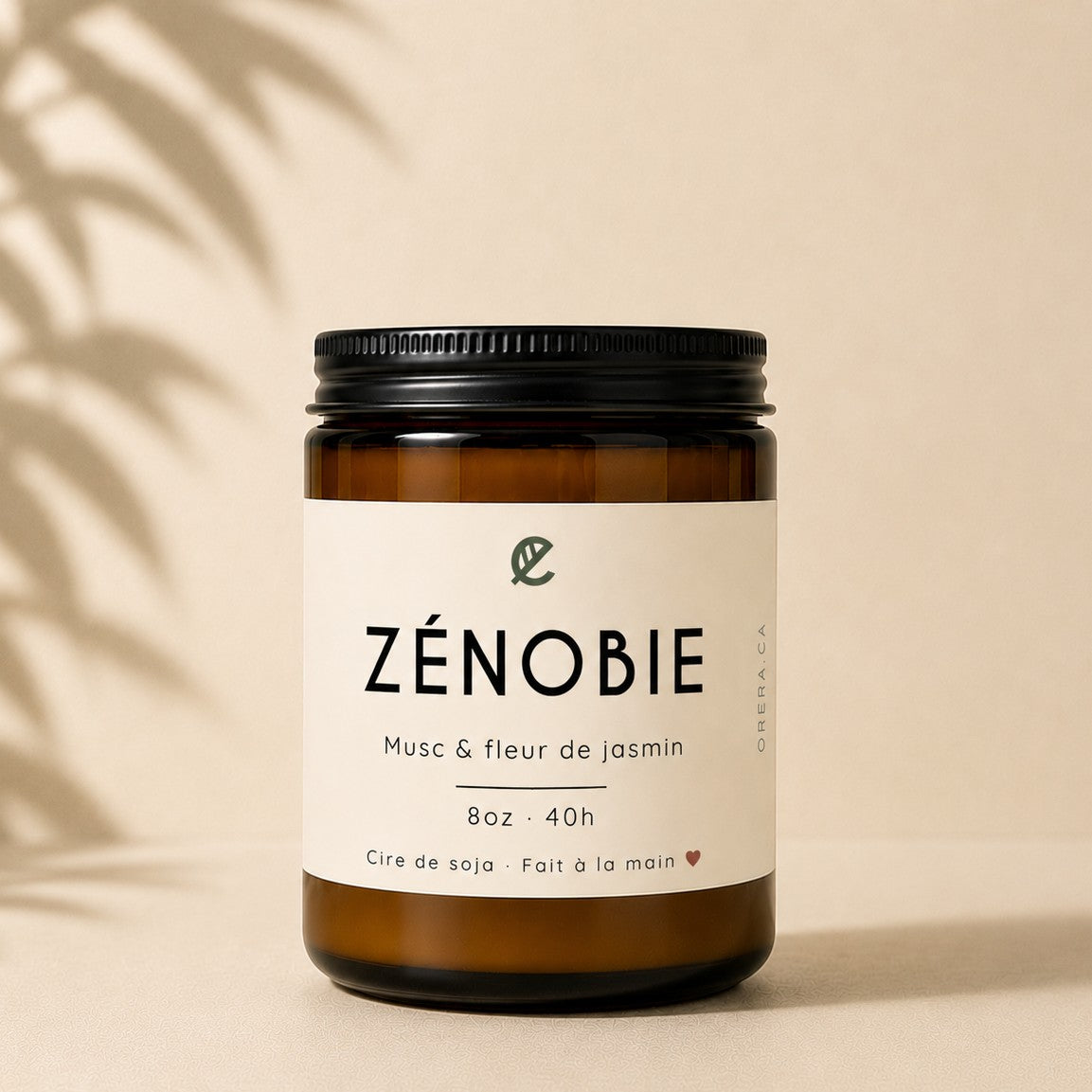 Bougie de soya ZÉNOBIE  musc et fleur de jasmin