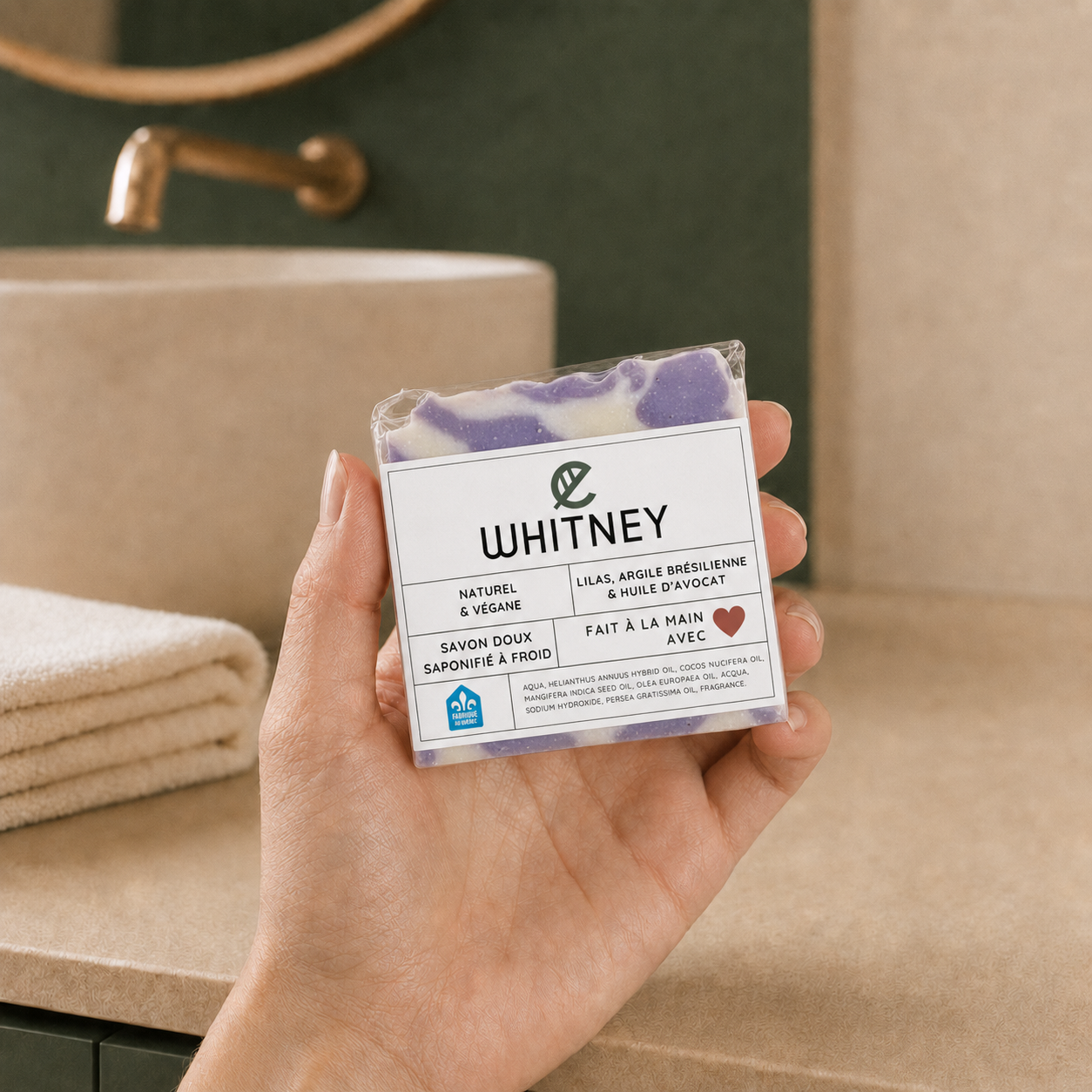 Savon à l'argile brésilienne WHITNEY huile d'avocat et lilas
