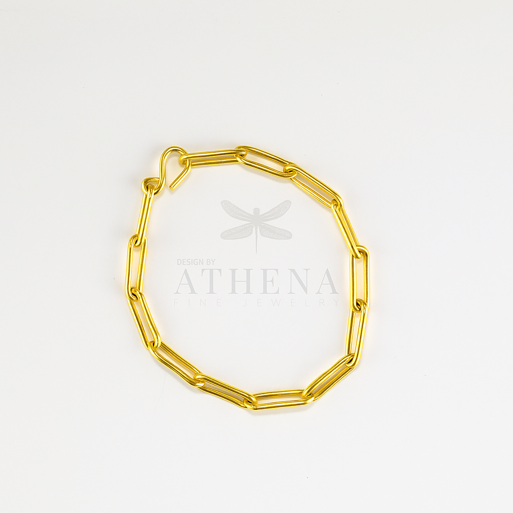 Athena’s Bold Link Anklet – Sterling Silver or 18K Yellow Gold — Handcrafted Paperclip Chain