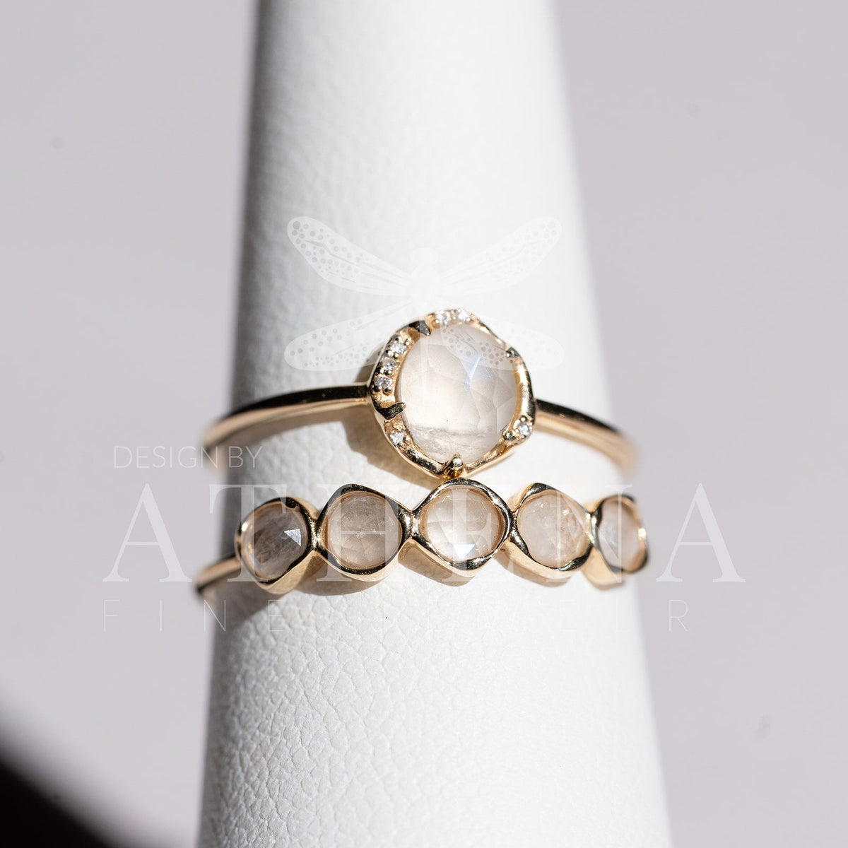 Moonstone Band Ring in 14K Yellow Gold