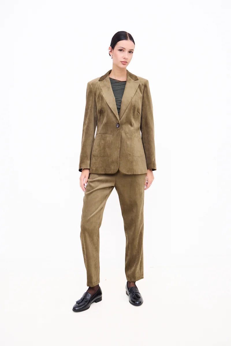 Straight-Leg Corduroy Trousers with Belt