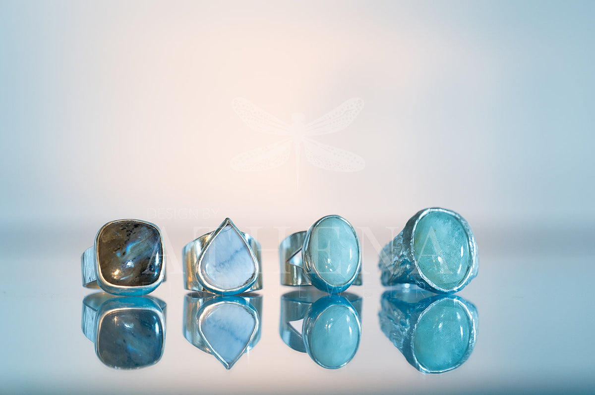 Passage Ring — Square-Cut Labradorite in Sterling Silver