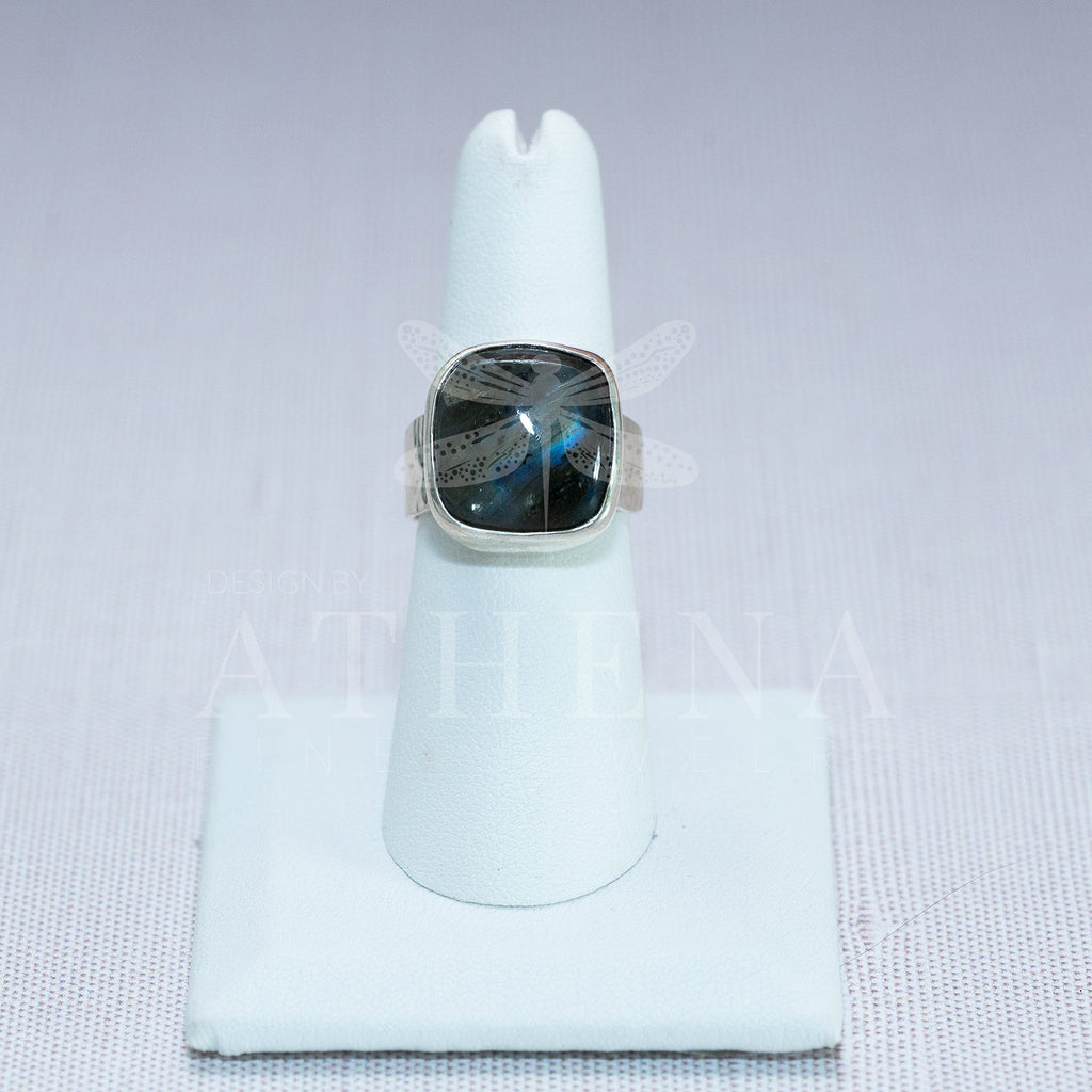 Passage Ring — Square-Cut Labradorite in Sterling Silver