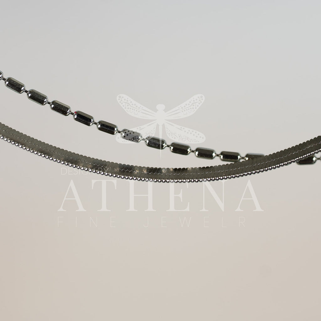 Herringbone Anklet — Platinum-Plated Sterling Silver