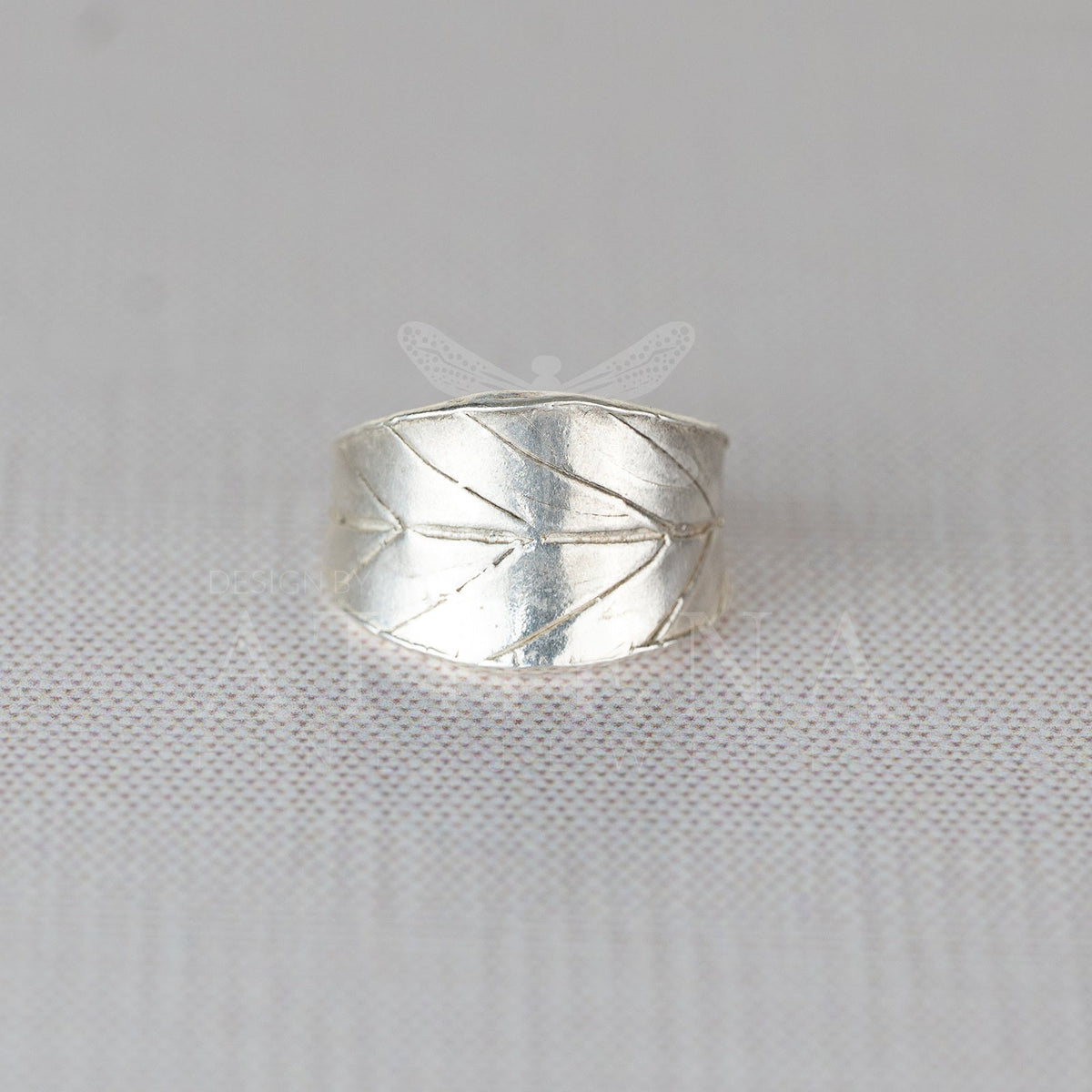 Blueberry Leaf Wraparound Ring — Handmade Sterling Silver & Gold — Unique Leaf Design