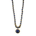 TANISHIA: Natural Lapis Lazuli & Gold Infused Beaded Pendant Necklace
