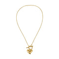 WANNI Gold: Radiant Heart Toggle Pendant Necklace – Contemporary Gold Heart Charm Statement Necklace