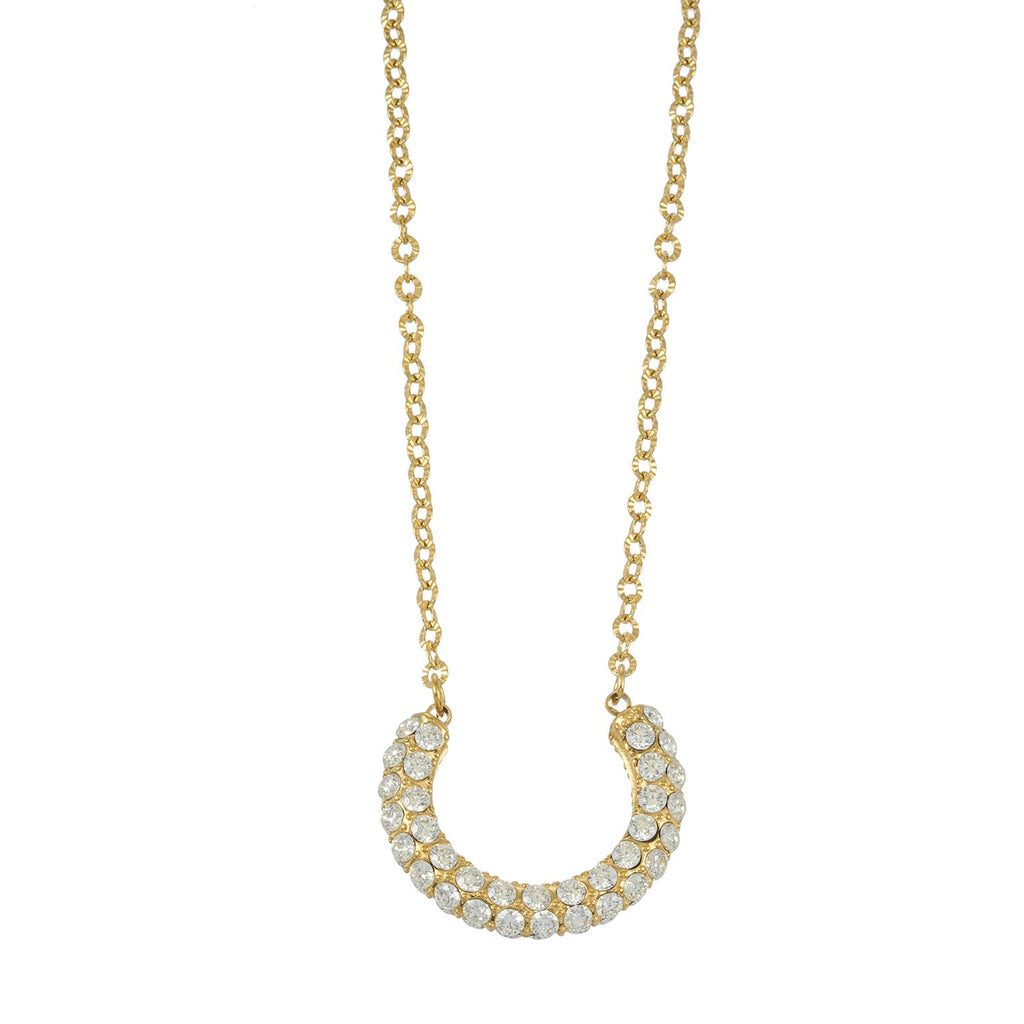 ASHANTI Gold: Celeste Crescent Necklace – Pavé Sparkle Pendant