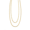 AMARA Gold: Dainty 2-Layered Loop & Snake-Texture Chain Necklace-Layer Gold Chain Necklace