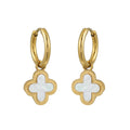 KADSRA Gold: Clover Shaped Shell Charm on a Classic Round Hoop