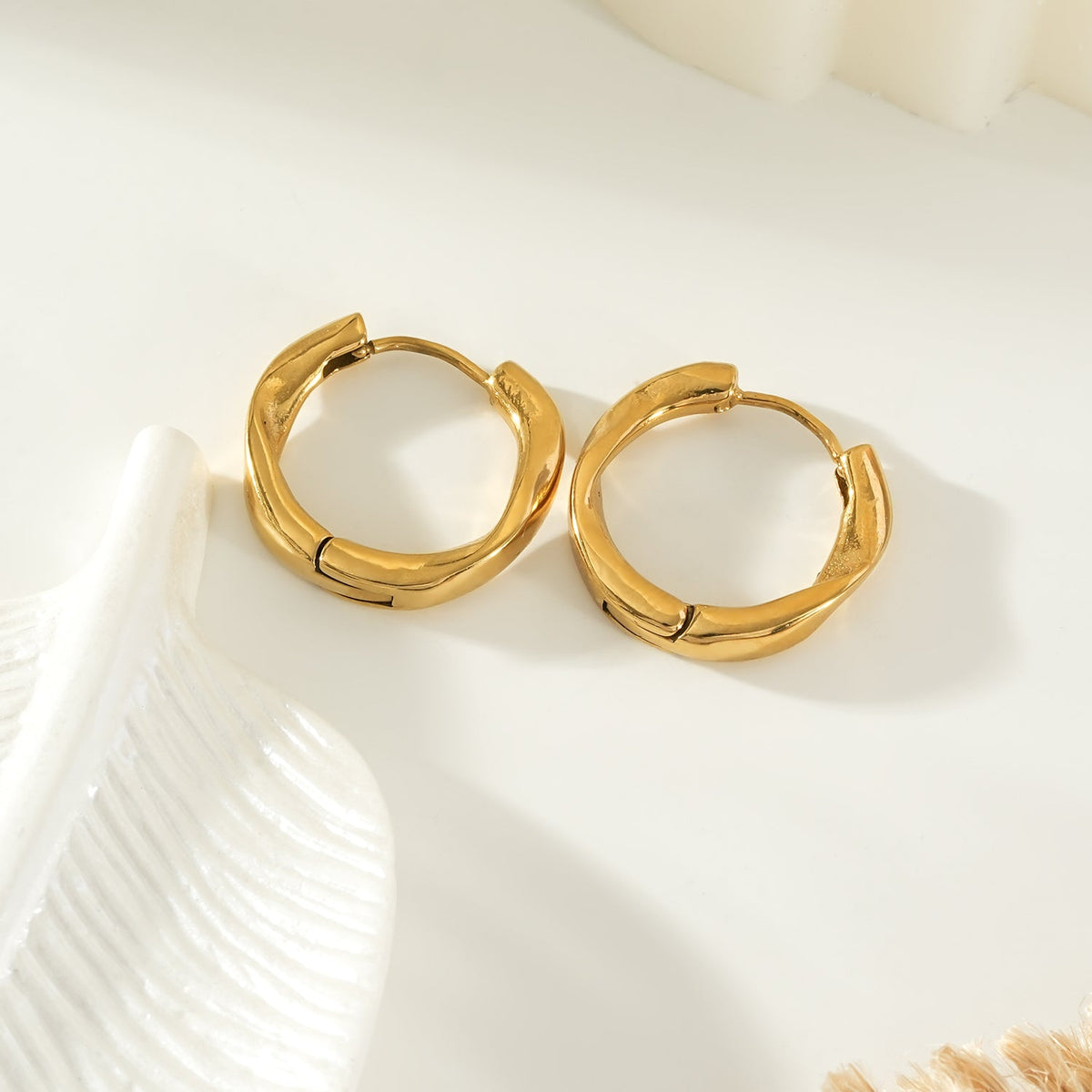 ARIDAMA Gold: Mid-Size Vintage Inspired Twisted Hoop Earrings