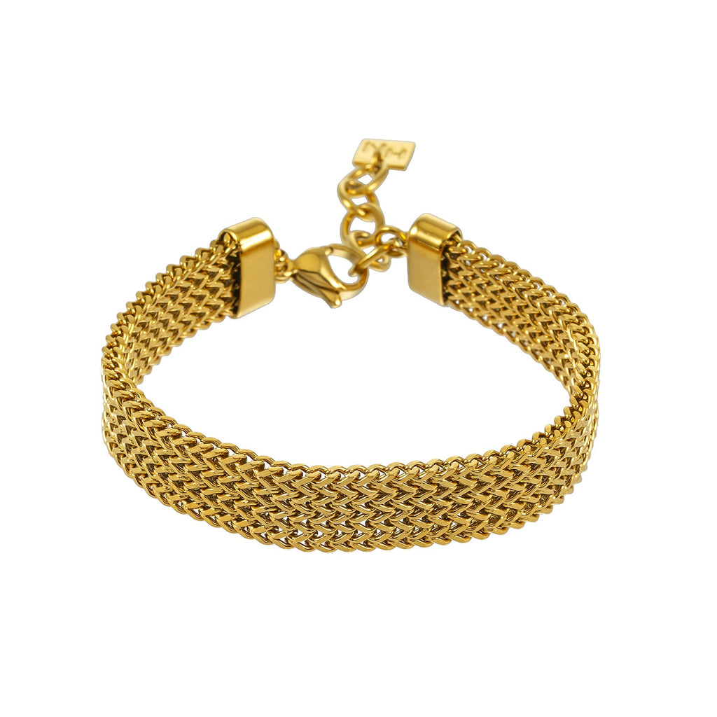 BOLOGNA Gold: Italian Vintage Mesh Chain Bracelet