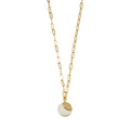 MOGGNA Gold: Coastal Shell Charm Necklace with Oval-Cut Zirconia Inlay