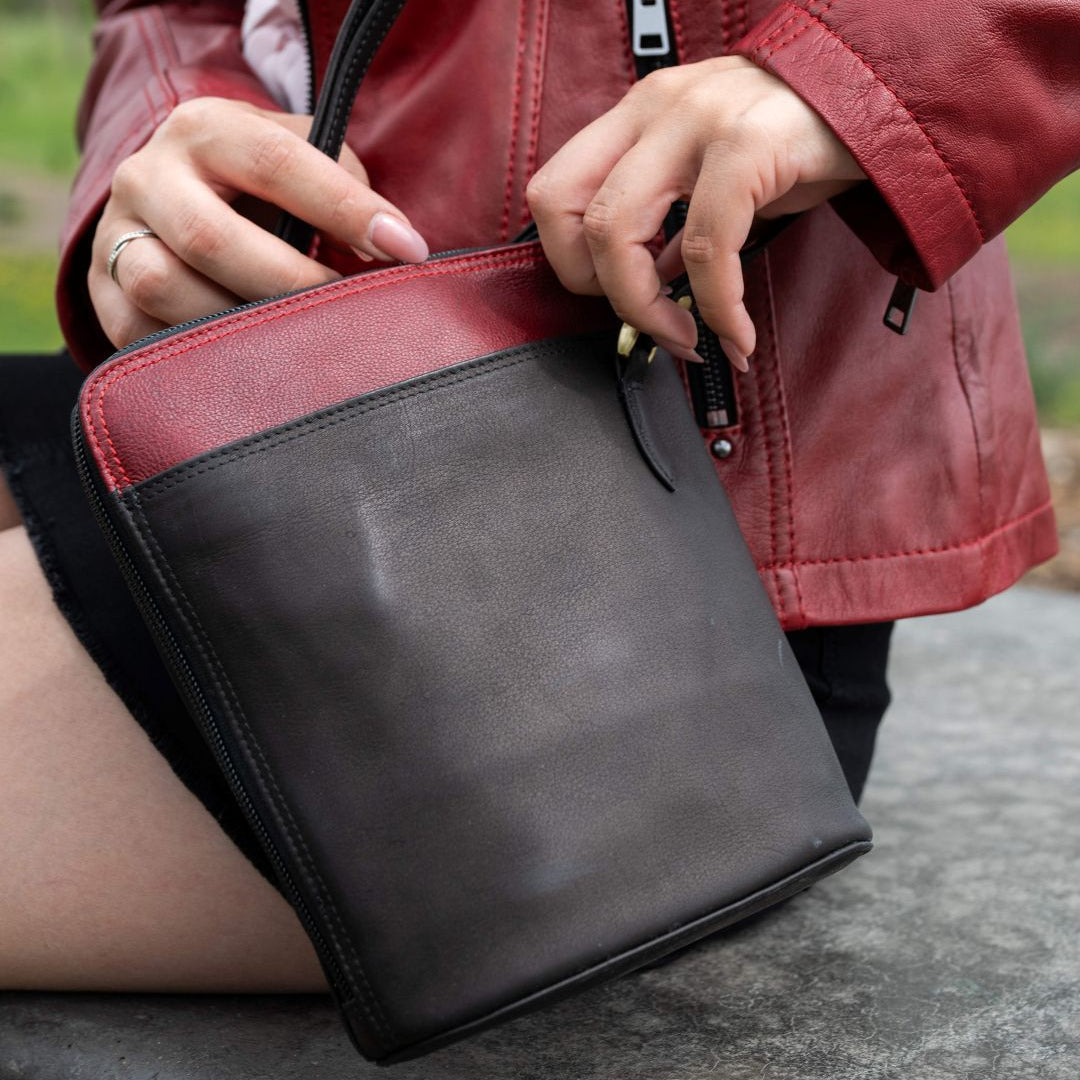 Derek Alexander Adjustable Crossbody Bag with Wide-Zip Main Compartment