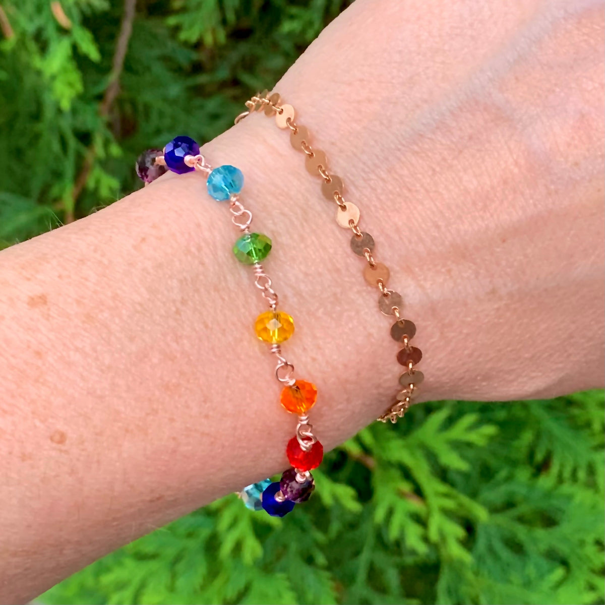 Chakra Bracelet in Sterling Silver — Handmade Glass Bead Energy Jewelry