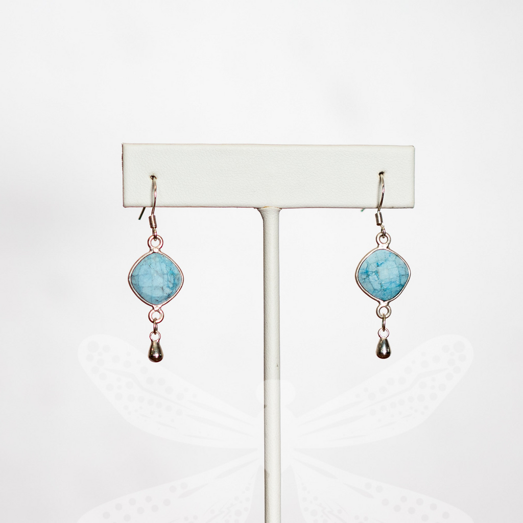 Raw Turquoise Earrings — Sterling Silver