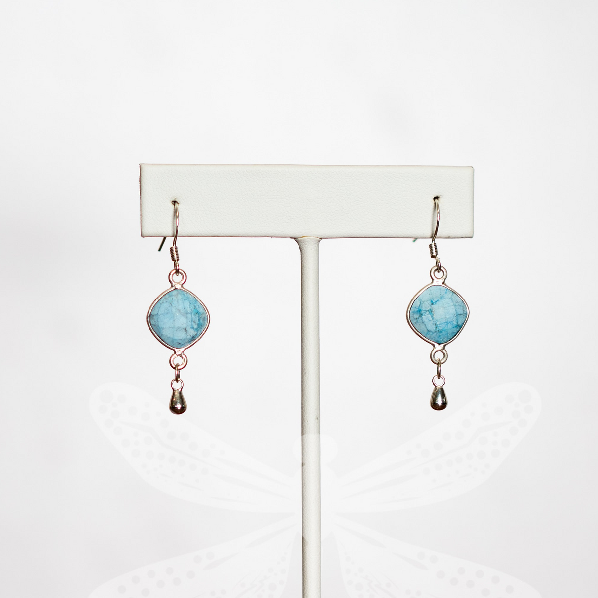 Raw Turquoise Earrings — Sterling Silver
