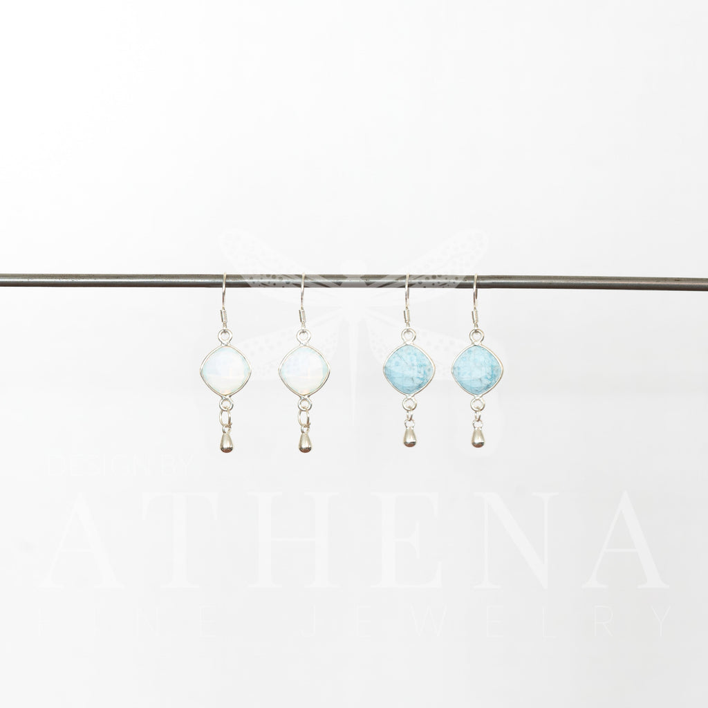 Raw Turquoise Earrings — Sterling Silver