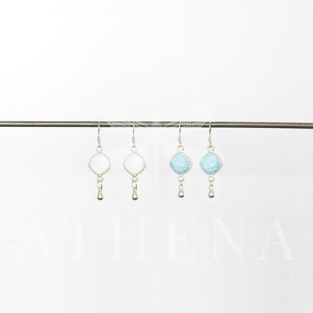 Raw Turquoise Earrings — Sterling Silver