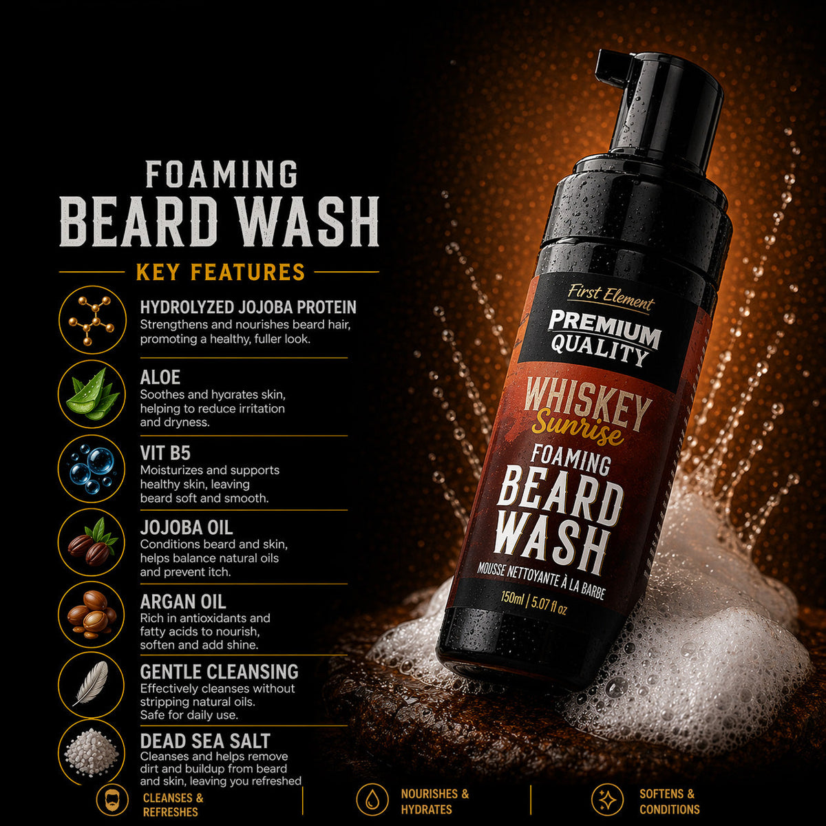 Foaming Beard Wash - Whiskey Sunrise