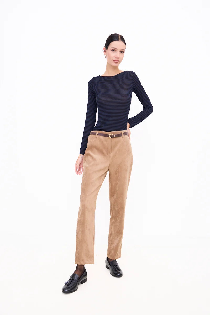 Straight-Leg Corduroy Trousers with Belt
