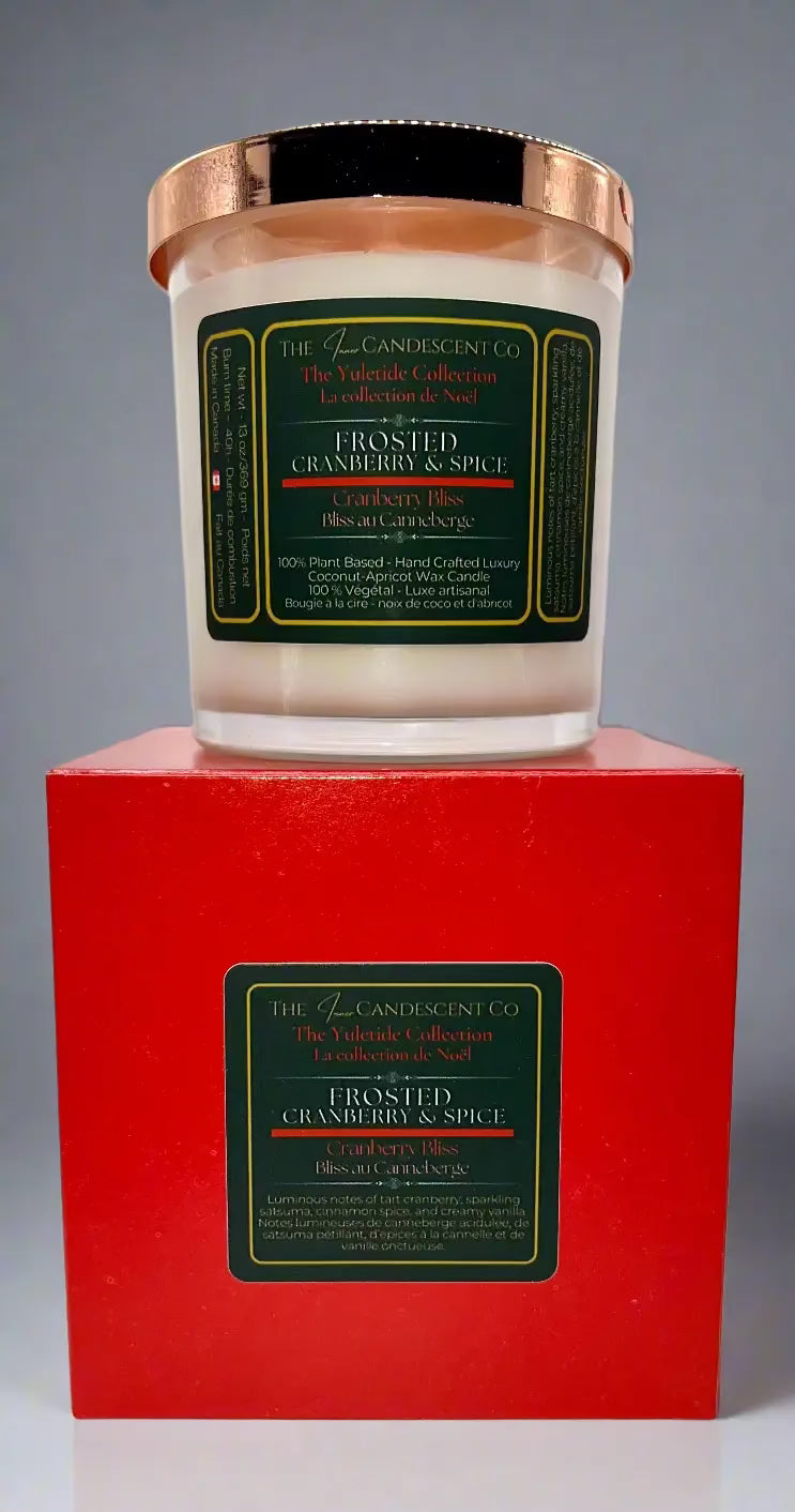 FROSTED CRANBERRY &amp; SPICE | Festive cranberry Christmas luxury coconut apricot wax candle
