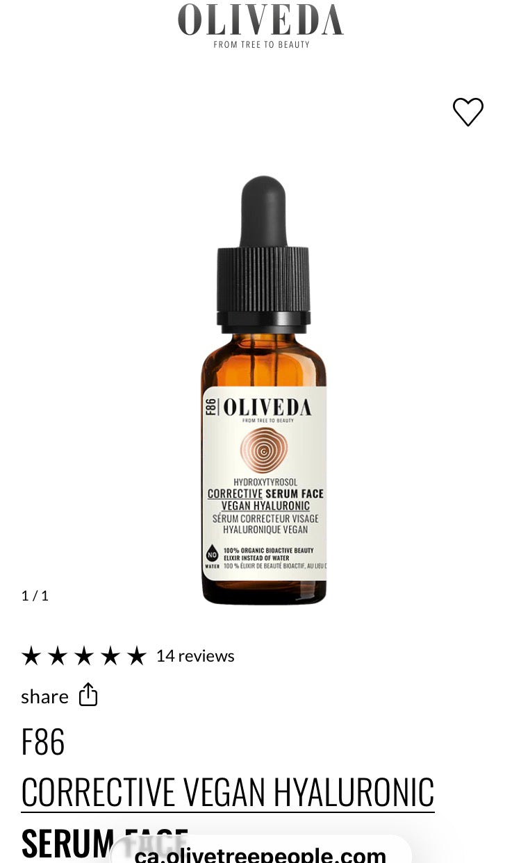 F86
CORRECTIVE VEGAN HYALURONIC SERUM FACE