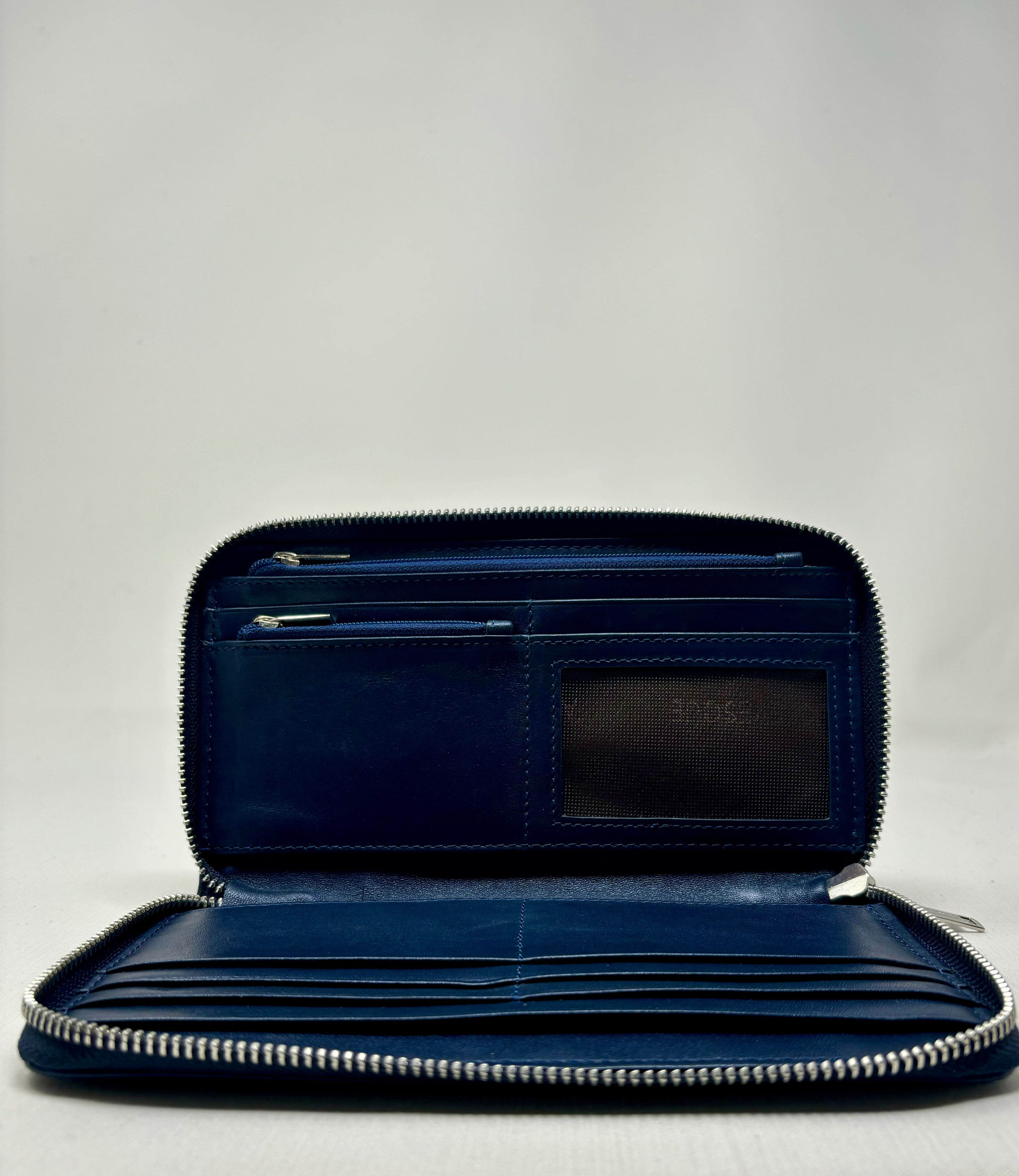 Portefeuille en cuir bleu marine - Anna
