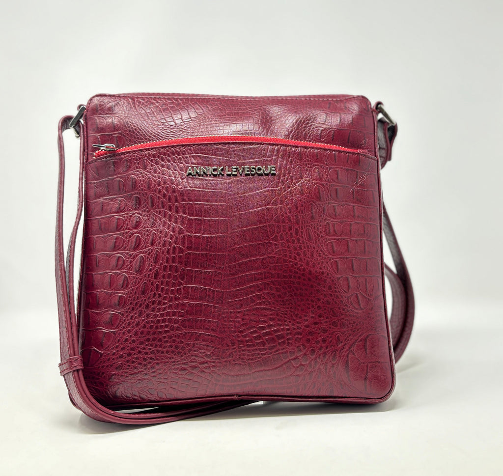 Sac à Bandoulière en cuir Rouge Croco | Gisèle