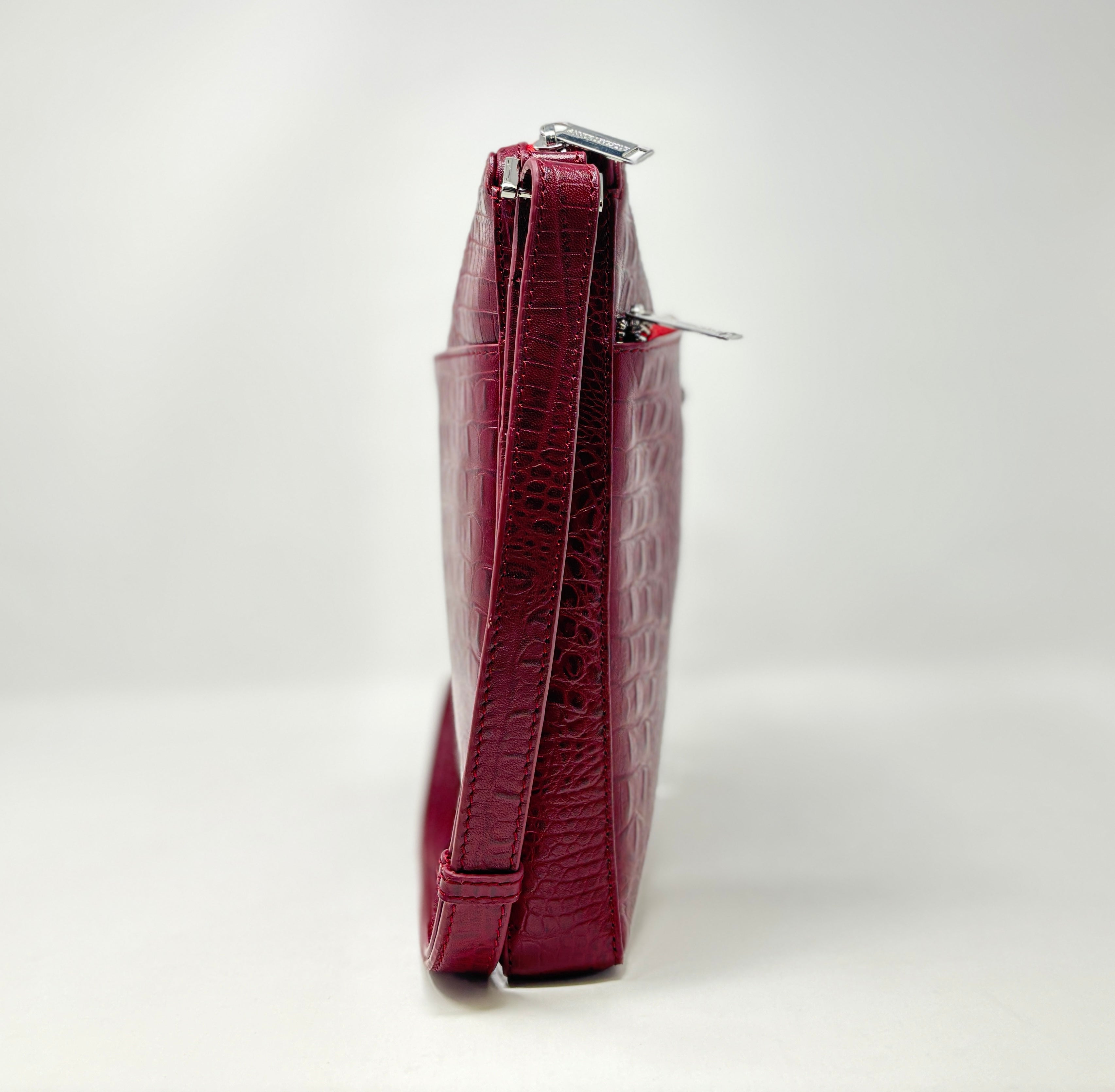 Sac à Bandoulière en cuir Rouge Croco | Gisèle