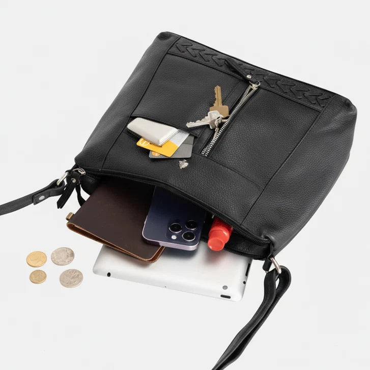 Greenwood Leather Elegant Crossbody Bag. Full-Grain Leather Shoulder Bag