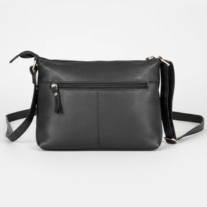 Greenwood Leather Multi-Pocket Crossbody Bag. Premium Pebbled Leather Handbag