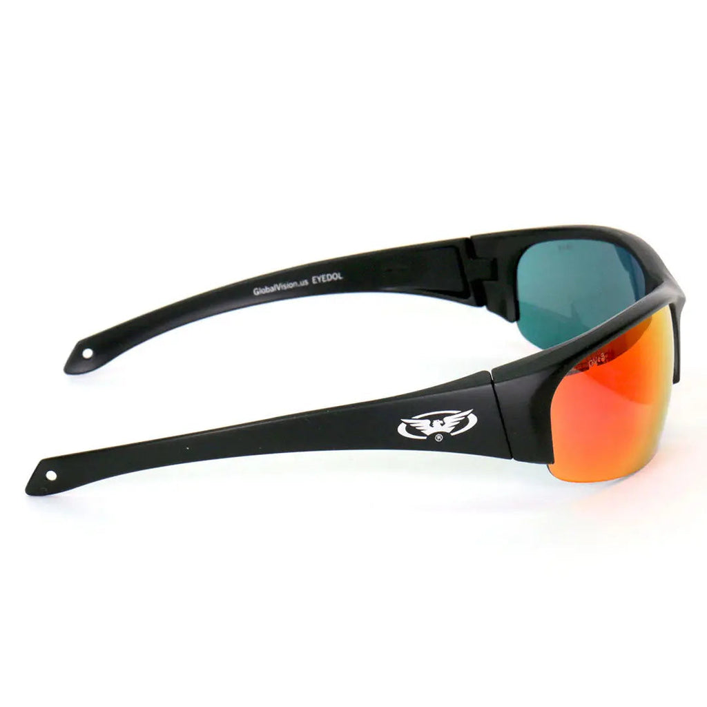 Global Vision Eyedol Flexible Temple Motorcycle Sunglasses. Safety Rated Riding Glasses