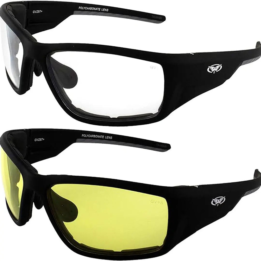 Global Vision Kinetic Adjustable Padded Motorcycle Sunglasses. Safety Rated Soft-Touch Riding Glasses