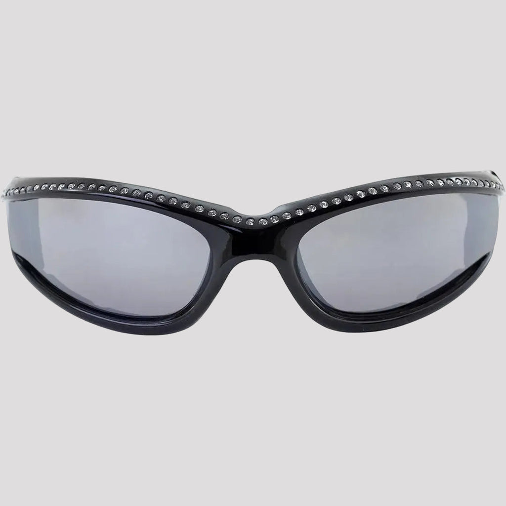 Global Vision Marilyn Women’s Rhinestone Motorcycle Sunglasses. Foam Padded Bling Riding Glasses with Shatterproof Flash Mirror Lenses