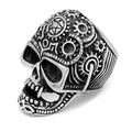 GoSteel Men's Gearhead Skull Ring