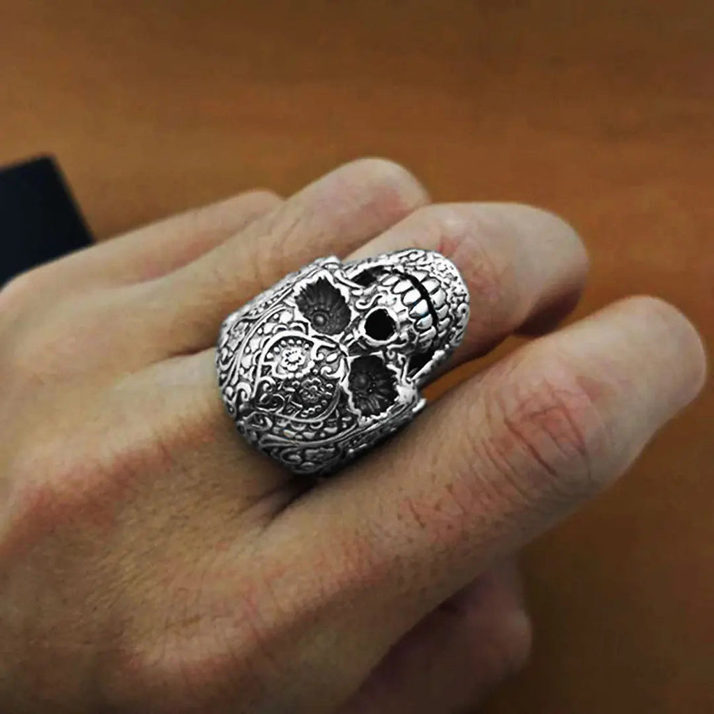 GoSteel Men's Sugar Skull Ring