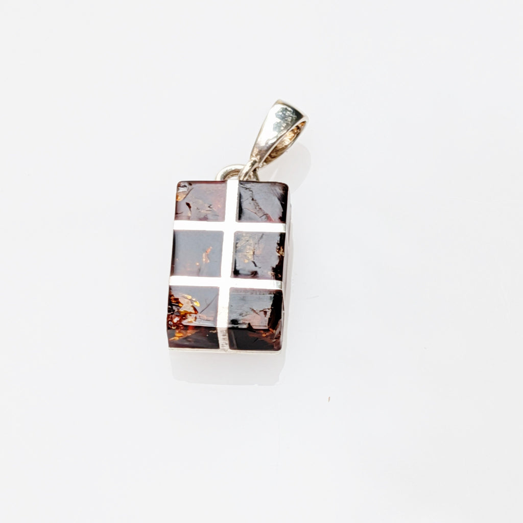 Golden Axis Pendant — Baltic Amber & Sterling Silver