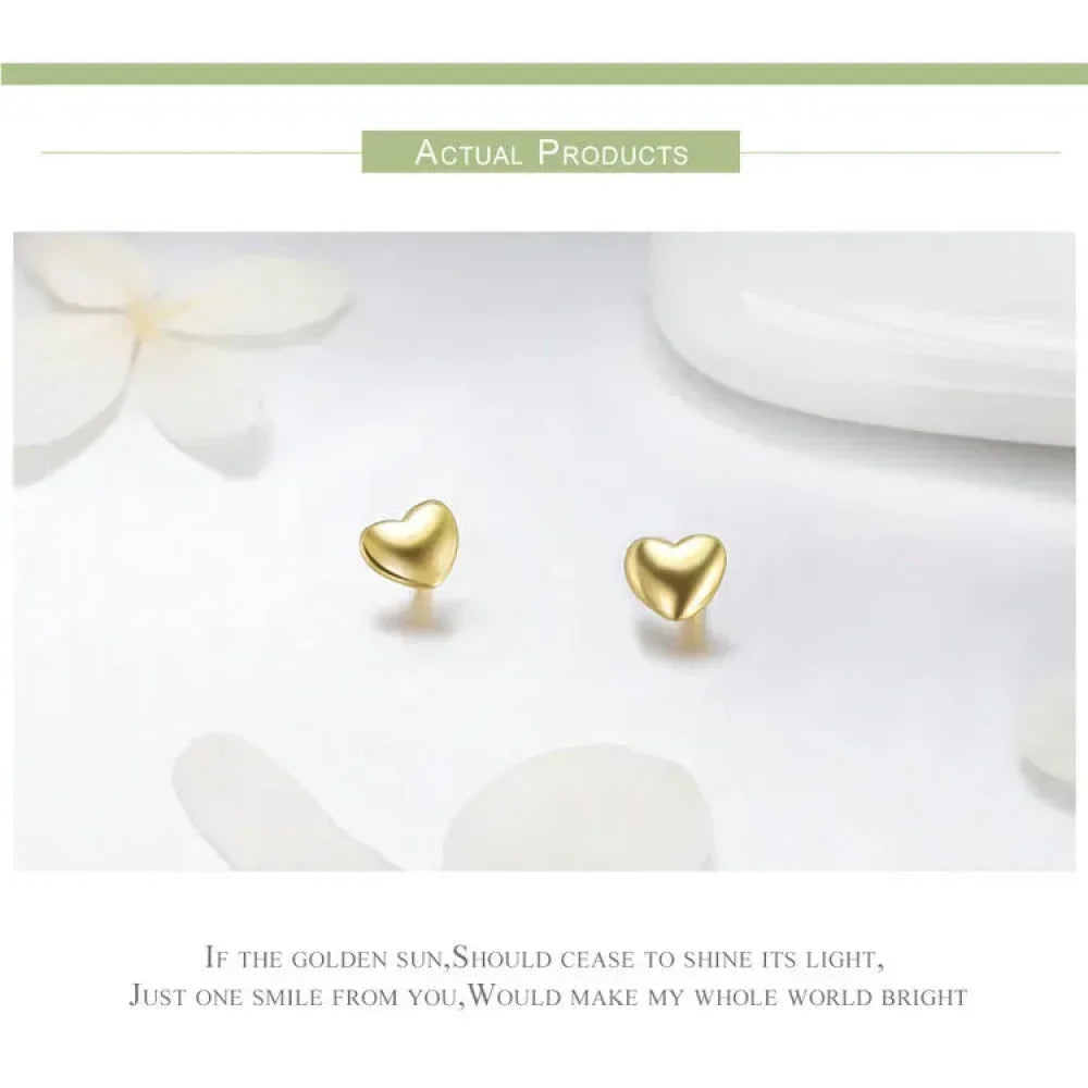 925 Sterling Silver Petite Plain Hearts Stud Earrings | Minimalist Fine jewelry