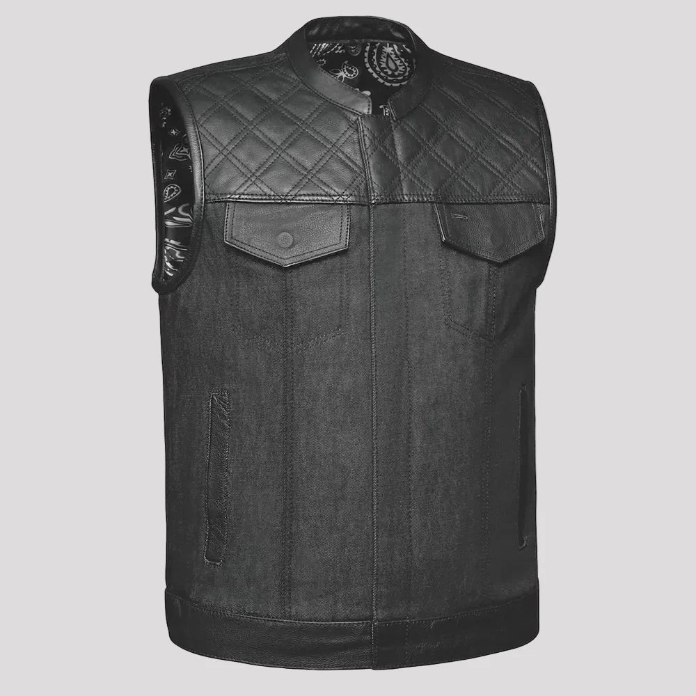 Open Road Men's Denim & Leather Club Vest