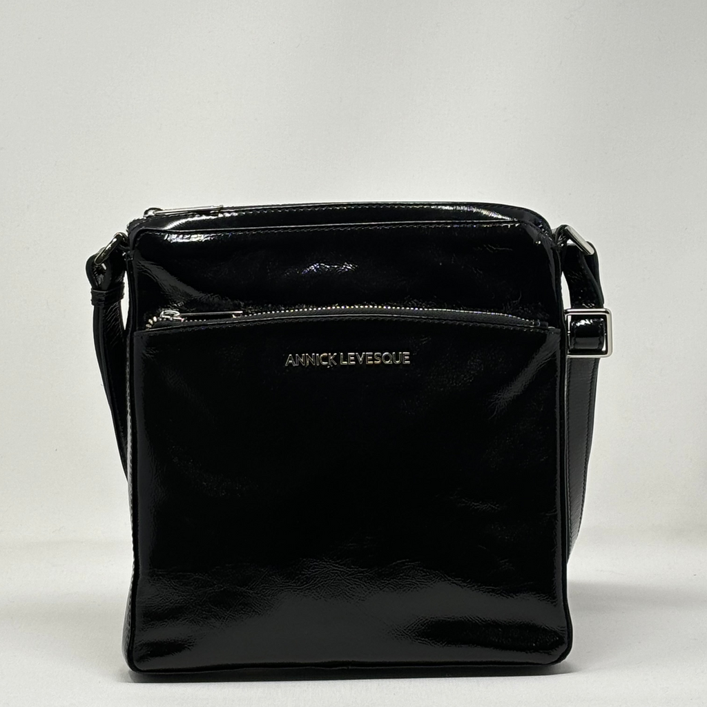 Sac à Bandoulière en cuir Noir vernis | Gisèle