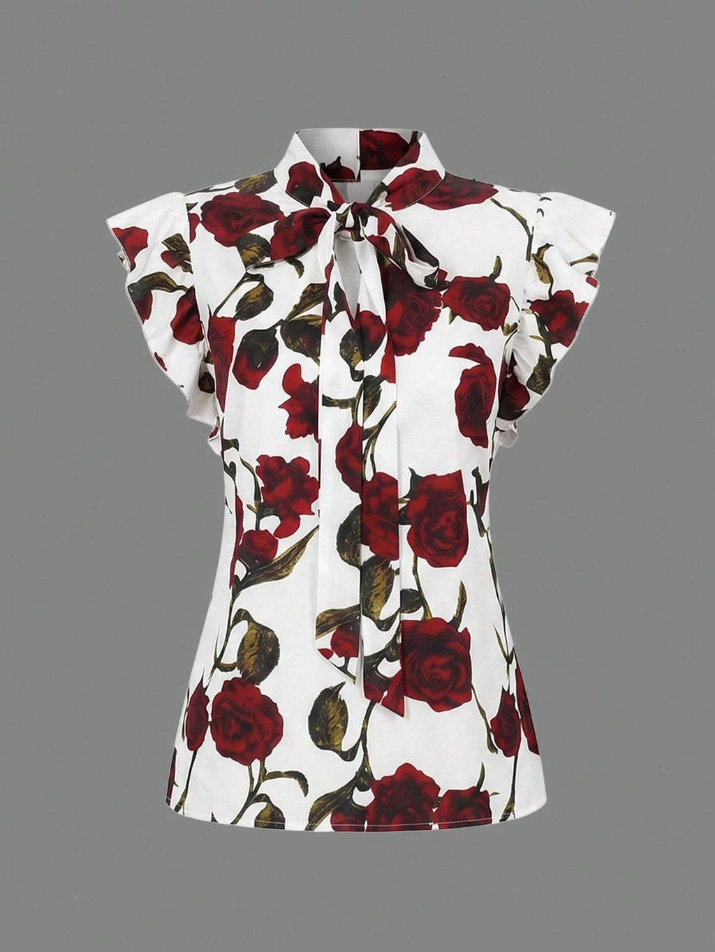 Rometta Plus Size Women's Romantic French Rose Print Cap Sleeve Shirt With Pocket, And Wide Leg Suspender Pants Set,