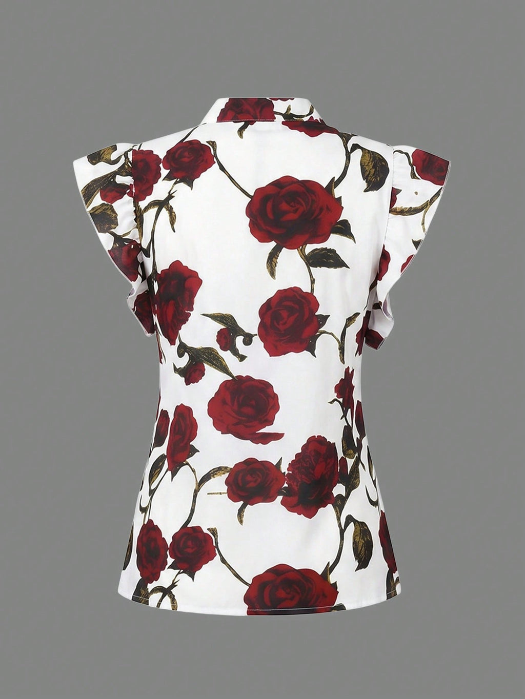 Rometta Plus Size Women's Romantic French Rose Print Cap Sleeve Shirt With Pocket, And Wide Leg Suspender Pants Set,