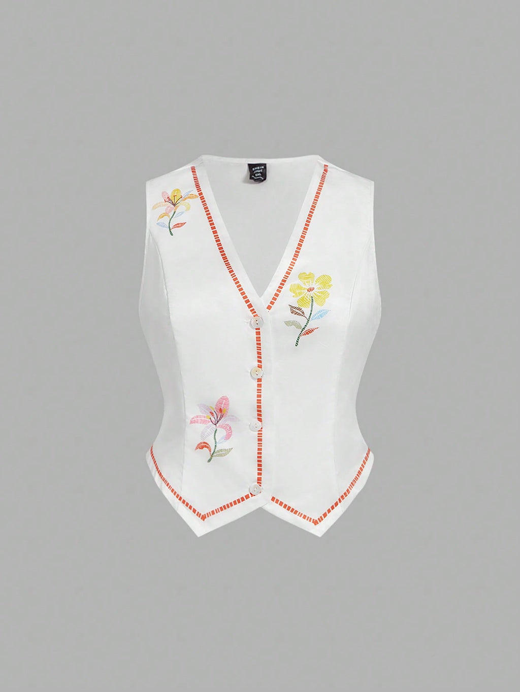 SHEIN MOD 2pcs/Set Plus Size White Floral Print V-Neck Sleeveless Cardigan Top And Shorts Summer Curve Party Holiday Outfit,Positioning Prints,Casual Suits