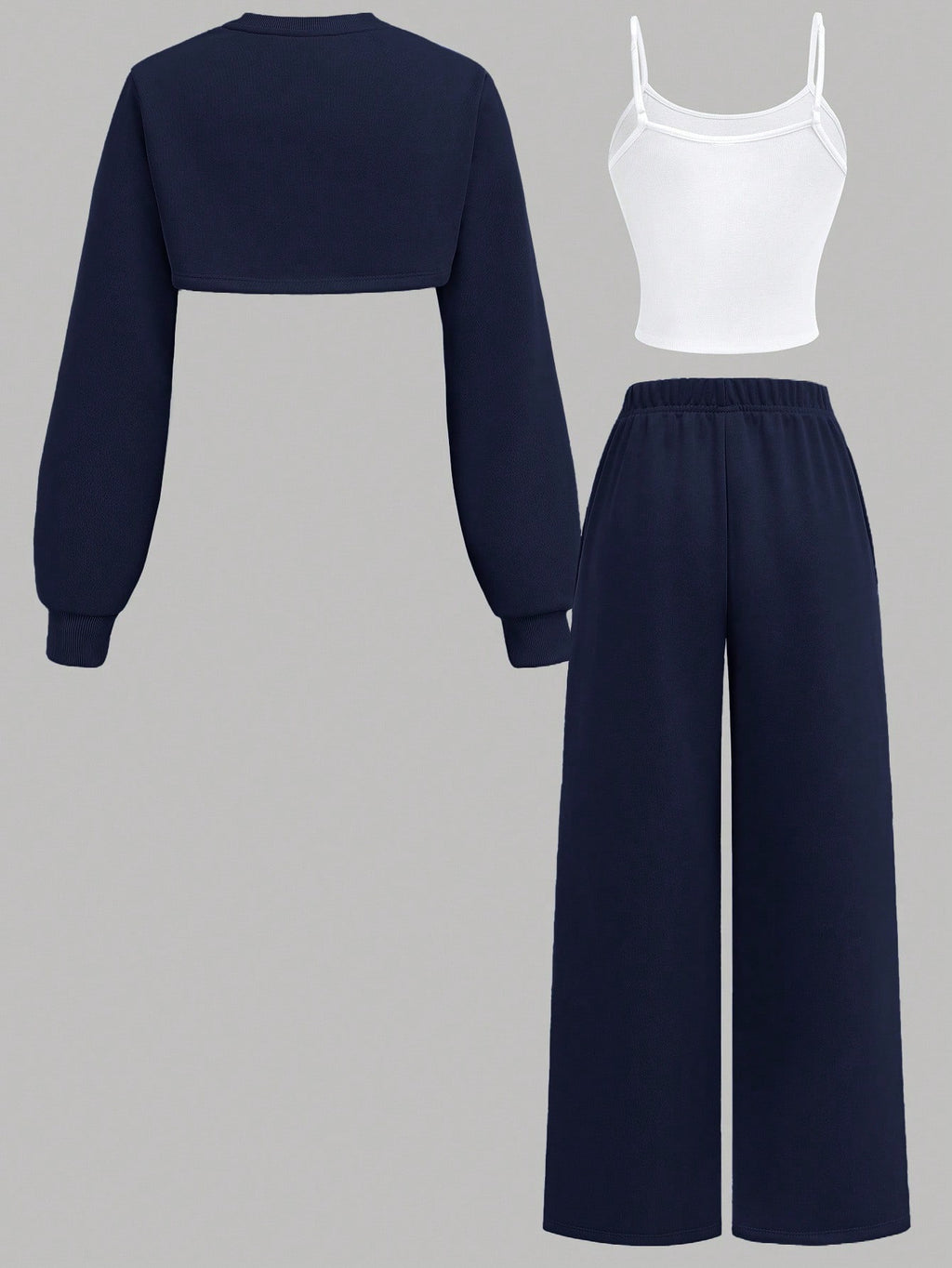 SHEIN Girlism 3pcs/Set Teen Girls Casual Sports Sweatshirt With Printed Camisole And Wide Leg Sweatpants Outfit College Outfits Full Baseball Set