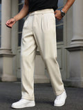 Manfinity Mode Manfinity Formal Men's Straight Leg Casual Trousers, Retro British Style Versatile Pants,Boyfriend Gifts,Valentine's Day Men,White For Ceremony