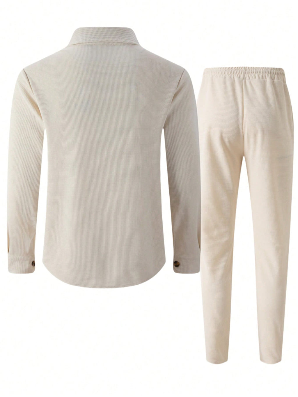 Men's 2 Pieces Set, Casual Solid Double Pocket Lapel Long Sleeve Shirt + Long Pants, Thin Spring Autumn Sports Vacation Outfit, Co-Ord Set