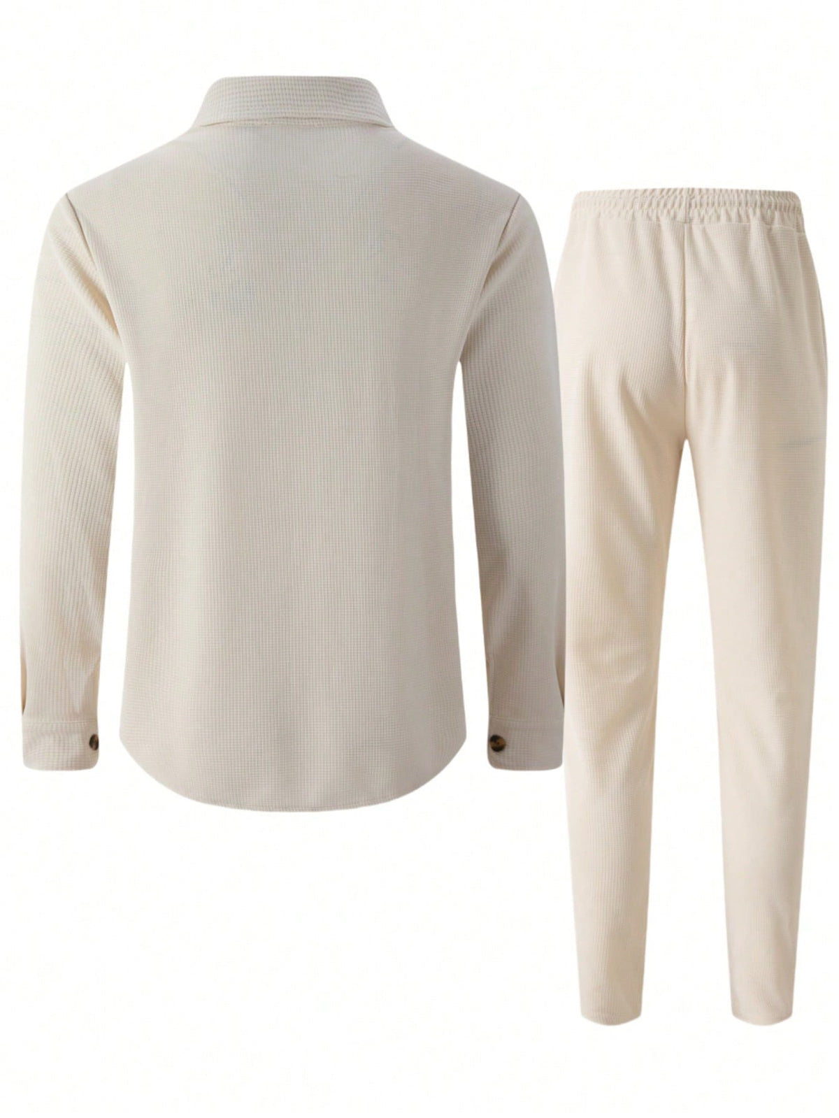 Men's 2 Pieces Set, Casual Solid Double Pocket Lapel Long Sleeve Shirt + Long Pants, Thin Spring Autumn Sports Vacation Outfit, Co-Ord Set