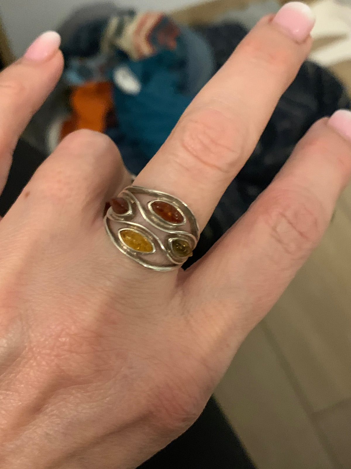 Amber Current Ring — Baltic Amber & Sterling Silver